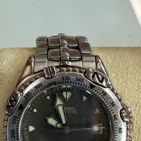 Fossil Blue Watch Unisex Diving Classic Silver Tone Stainless Steel new battery - Picture 8 of 8